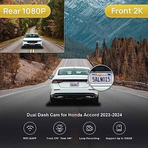 2K Front and 1080P Rear 1440 X 1080 pixels for Honda Accord