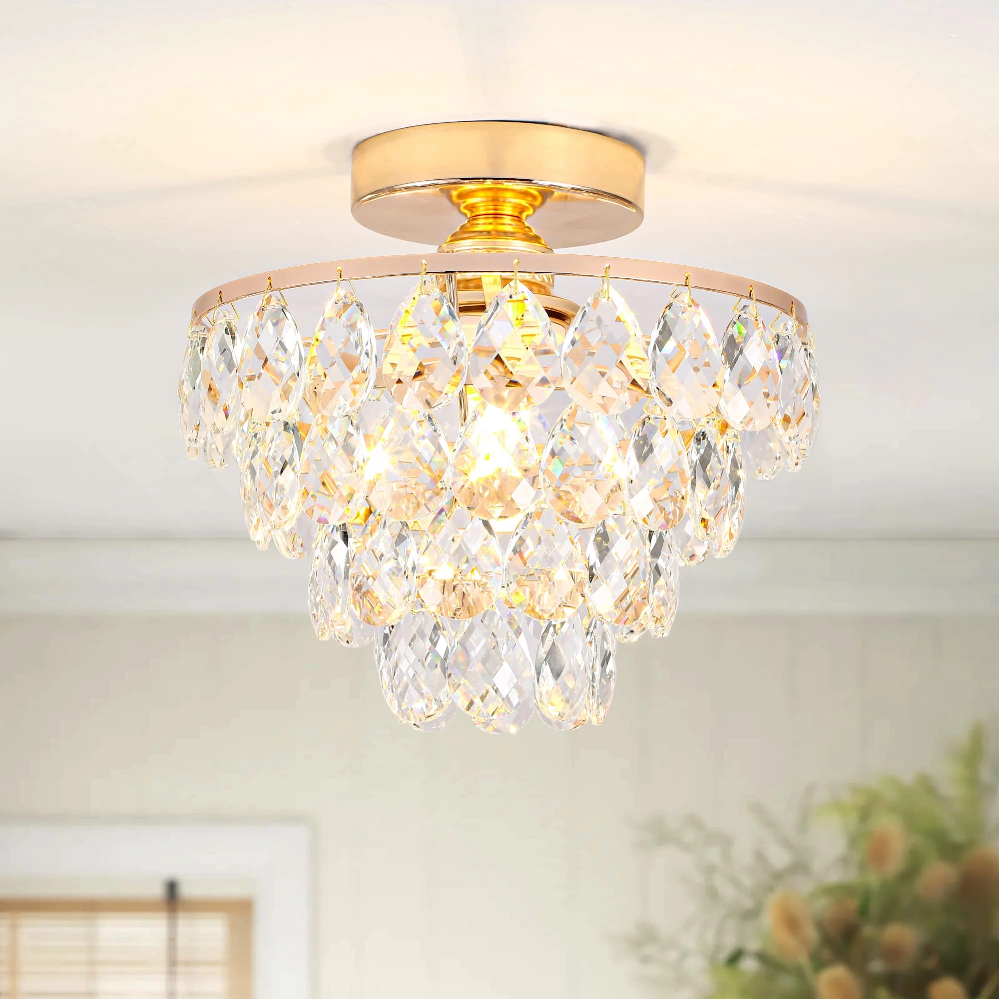 Mini Small Crystal Ceiling Lamp - Dimmable