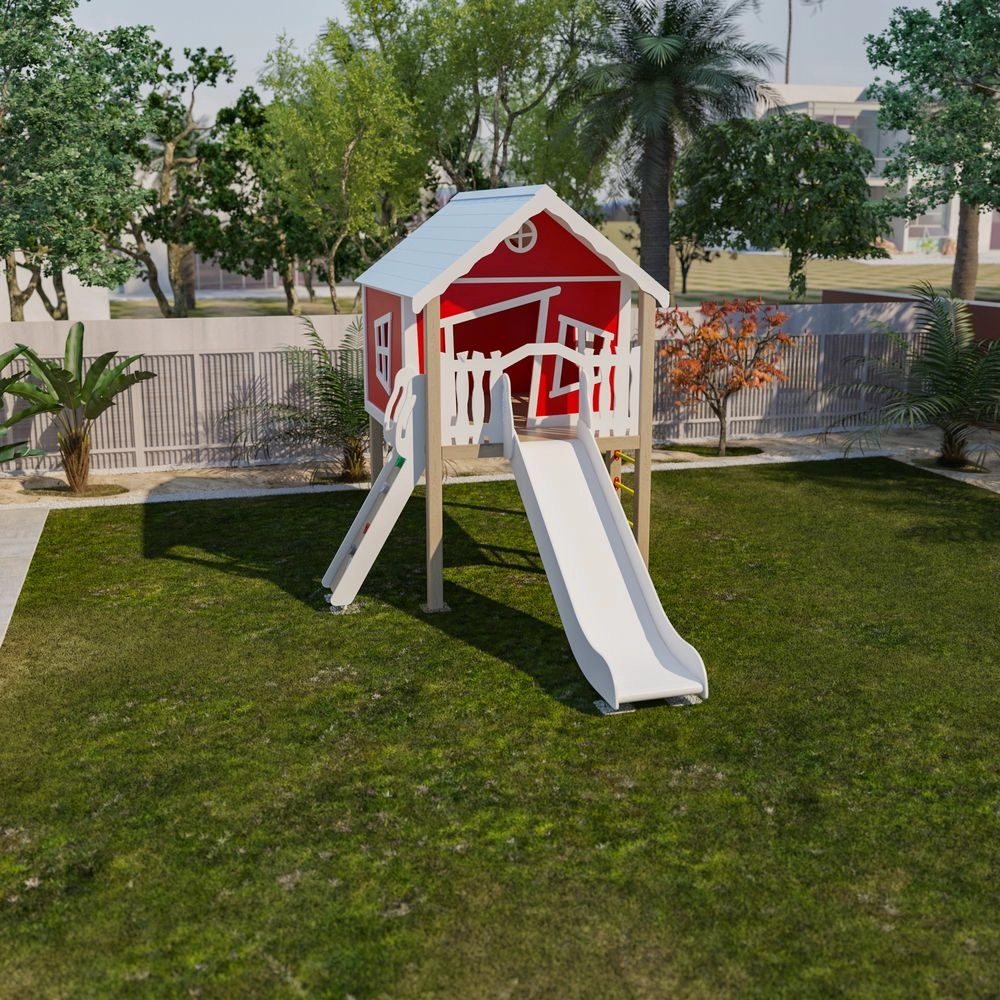 Playhouse - Platform Wall Ramp Slide Swing