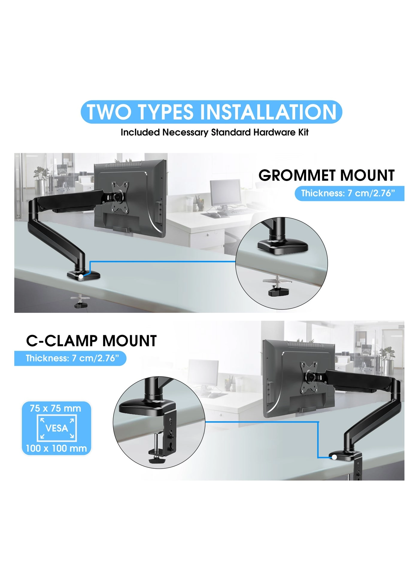 Dual Monitor Arm - Dual Arm 32 in 75x75/100x100mm