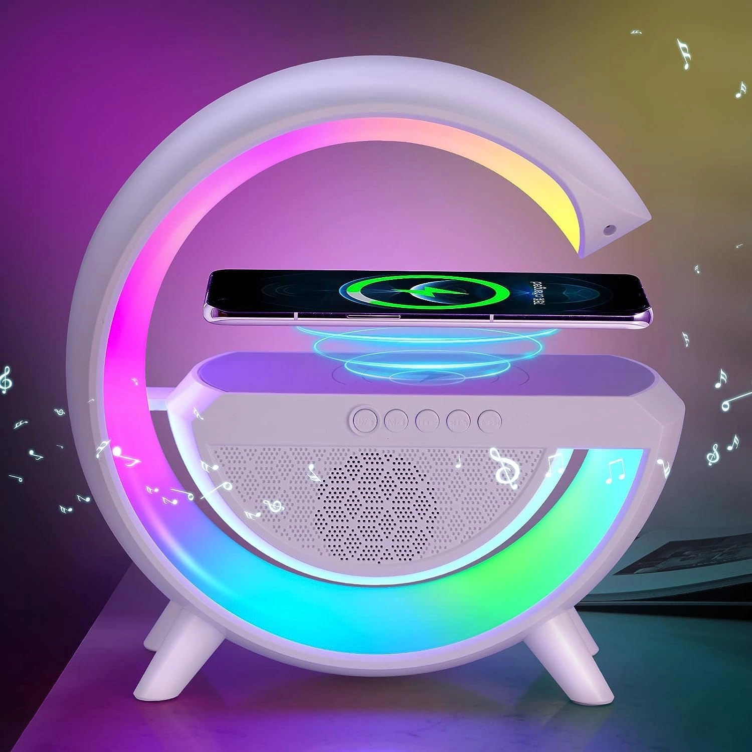 cozy shelf Atmosphere Lamp - Wireless Charger Bluetooth Speaker Color Changing