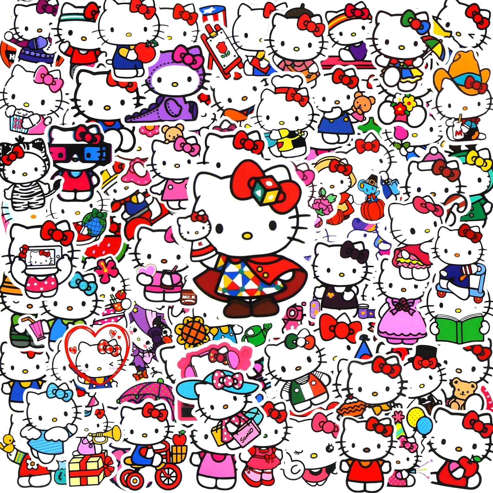 Ainvliya Cartoon Kitty Stickers - 100 pcs