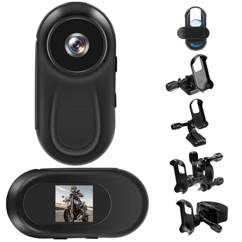 Yadayuki Mini Action Cam, 360° Portable Sports Camera with 0.85 Inch Display, HD 1080P Body Camera, Helmet Action Camera, Pet Camera, Motorcycle Sports Camera, Multifunctional Accessories
