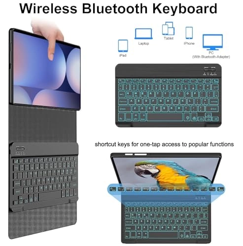 Keyboard Case with S Pen Holder for Galaxy Tab S9 FE+ / S9 Plus 12.4-inch (2023) and Tab S10+ (2024)