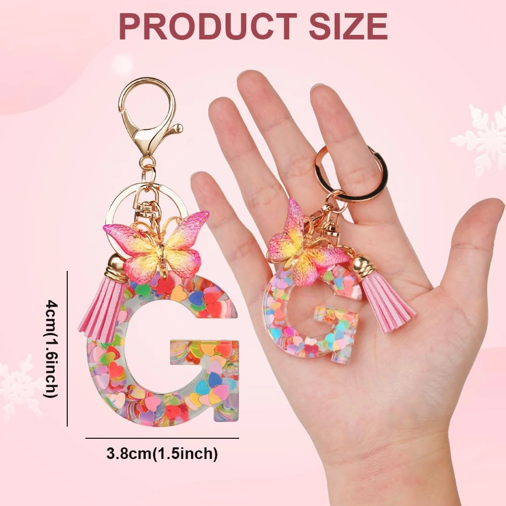 Initial Letter Keychain - Butterfly