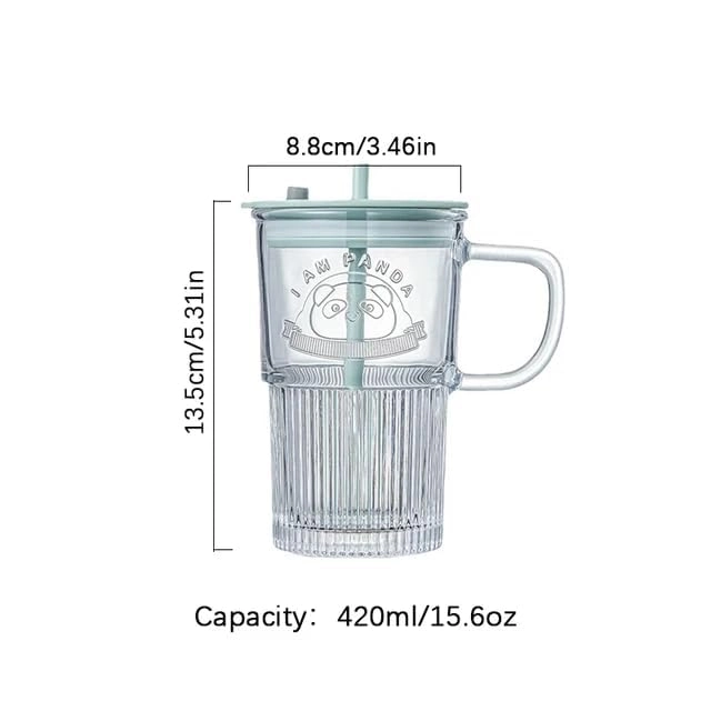 Panda Cartoon Pattern Glass Tumbler - 1 pcs - 420 ml