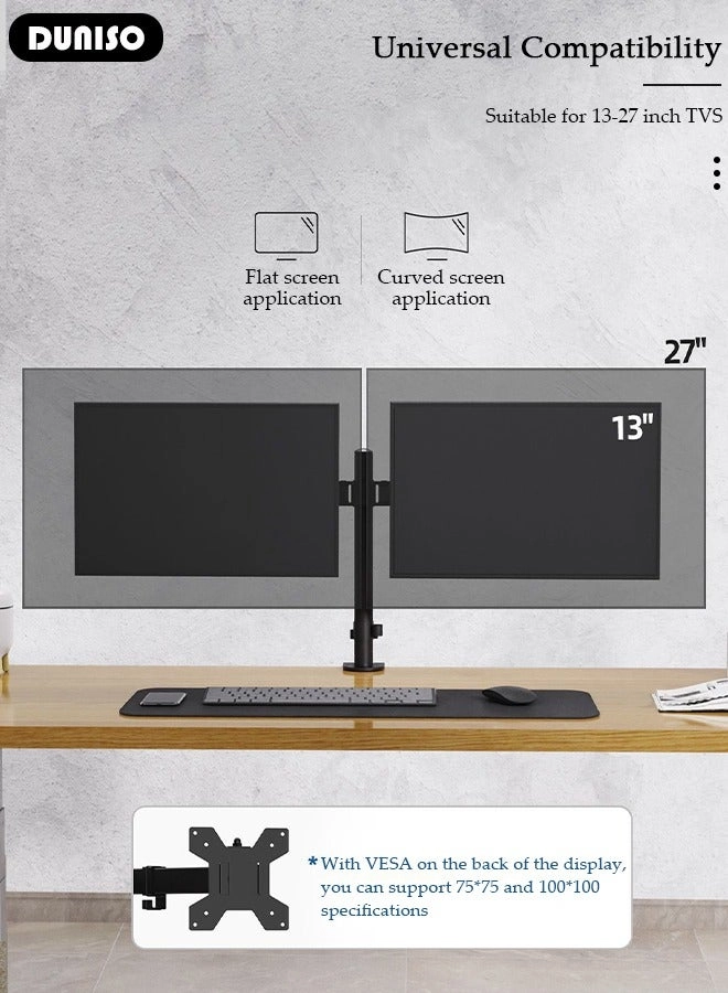 Dual Monitor Arm - 2 13-27 inch 75x75 mm 100x100 mm