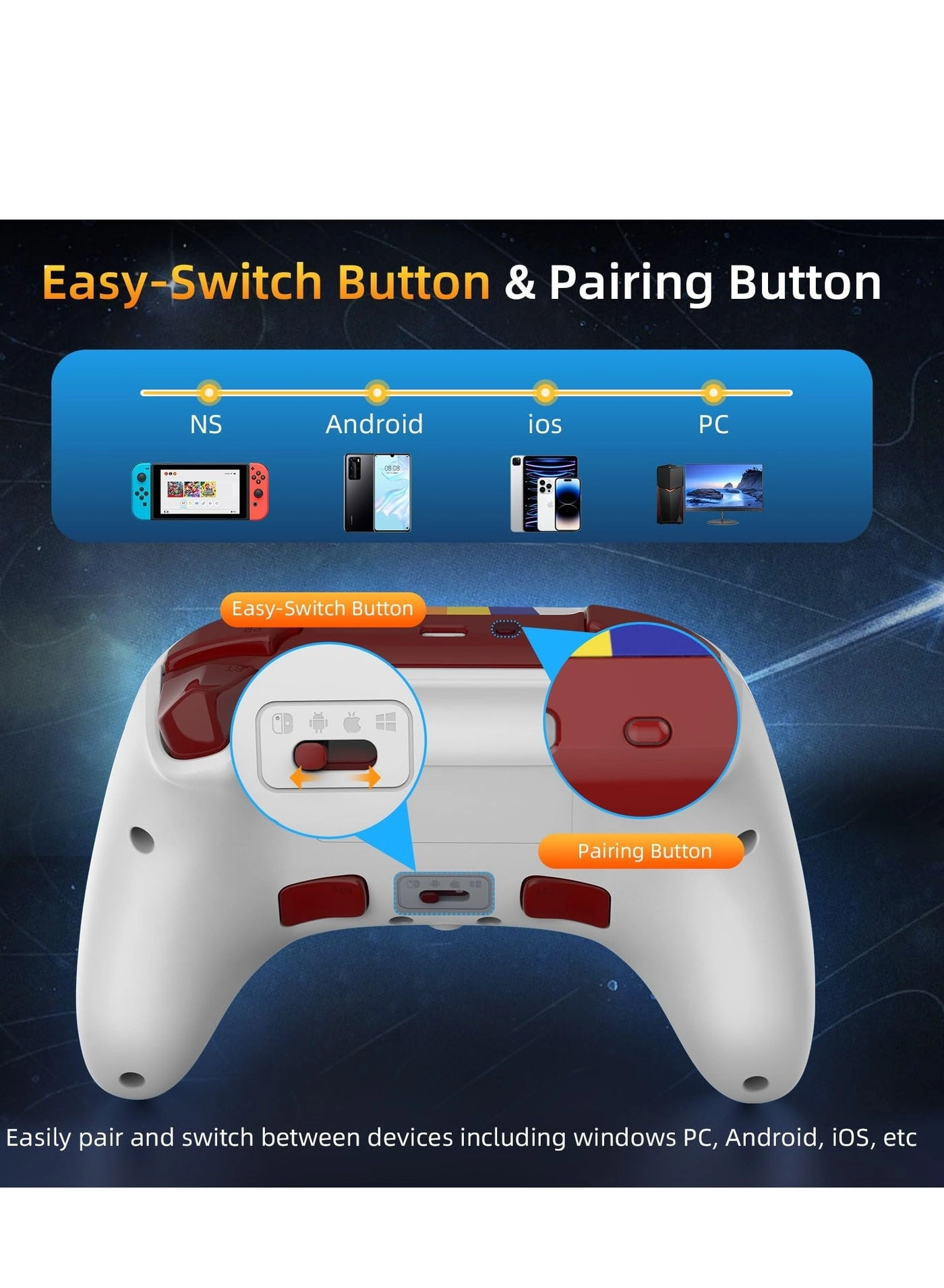 Switch Pro Controller - Switch/Switch Lite/Switch OLED Windows PC PS3 Android/iOS