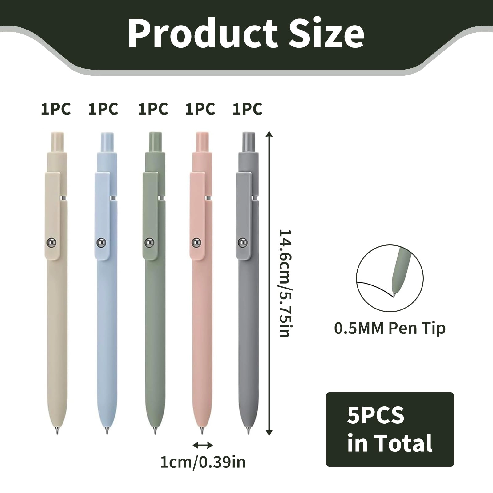 Gel Pens - 5 Pcs 0.5mm