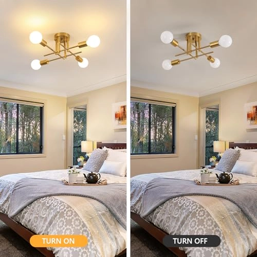 Sputnik Chandelier - 4 Light E27 Gold