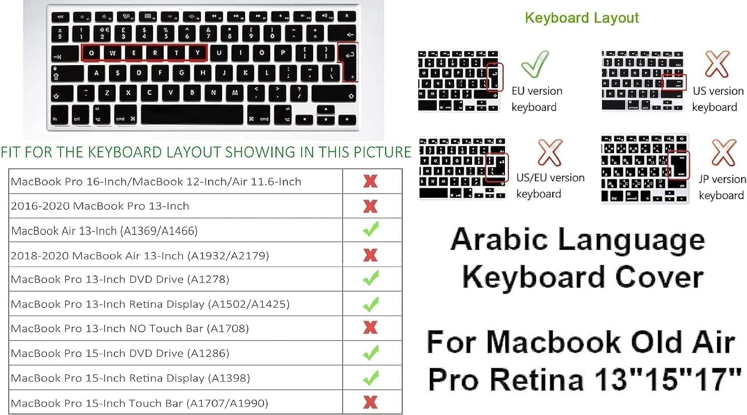 Arabic Keyboard Cover - EU/UK