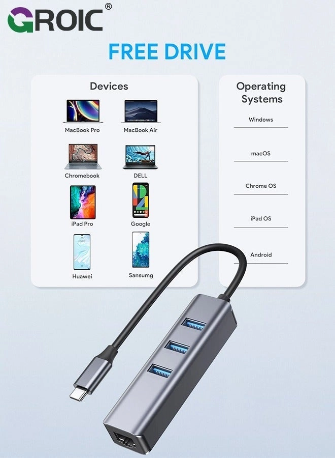 USB C Ethernet Adapter - Gigabit 3 USB 3.0