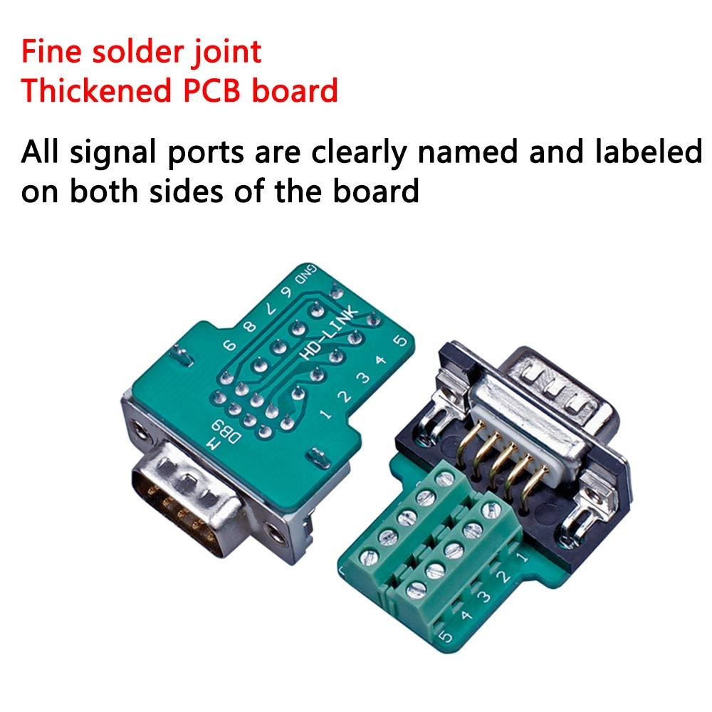 DB9 Solderless RS232 D-SUB Serial to 9-pin Port Terminal Male Adapter Connector Breakout Board
