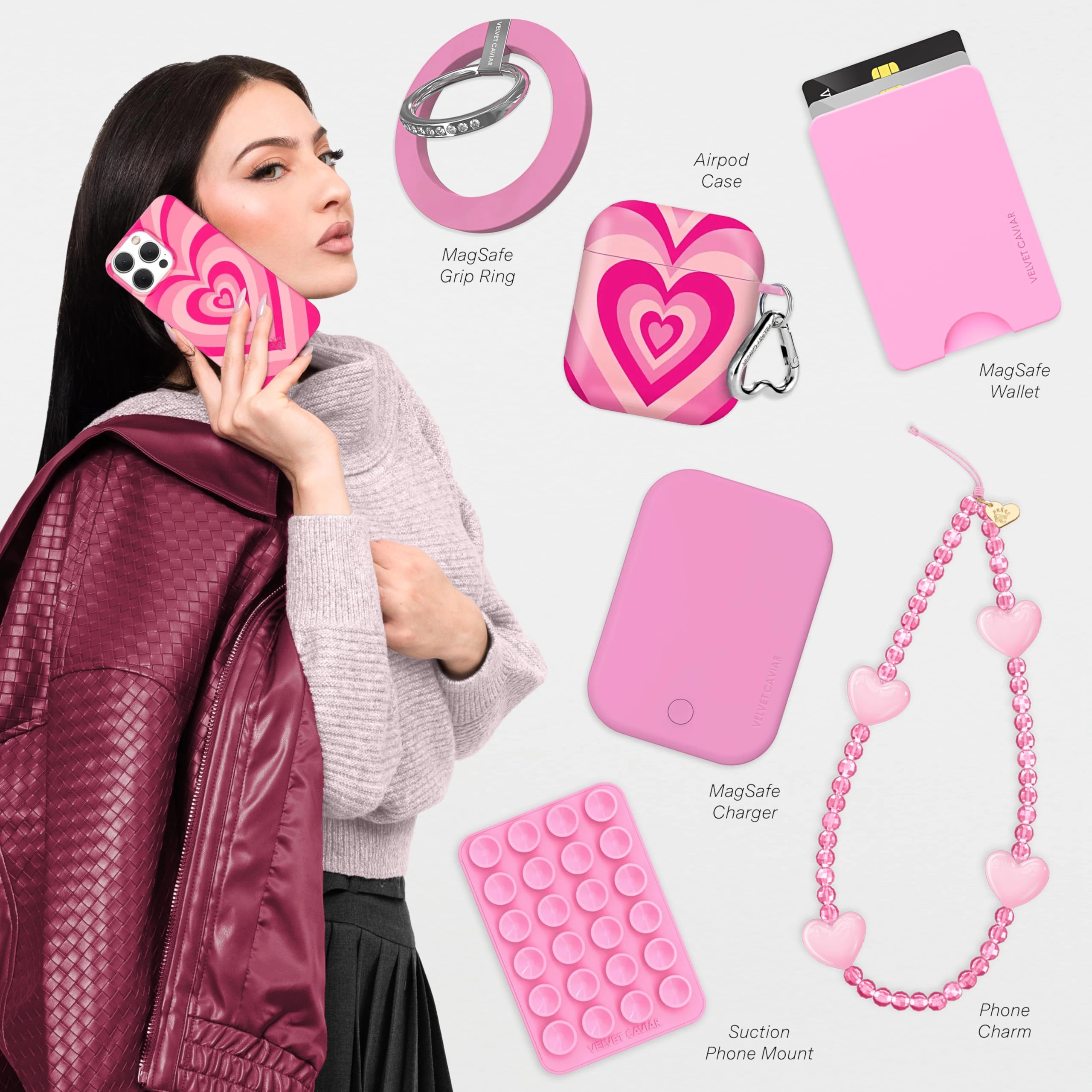 Pink Hearts Basic Case with MagSafe for iPhone 13 Pro Max