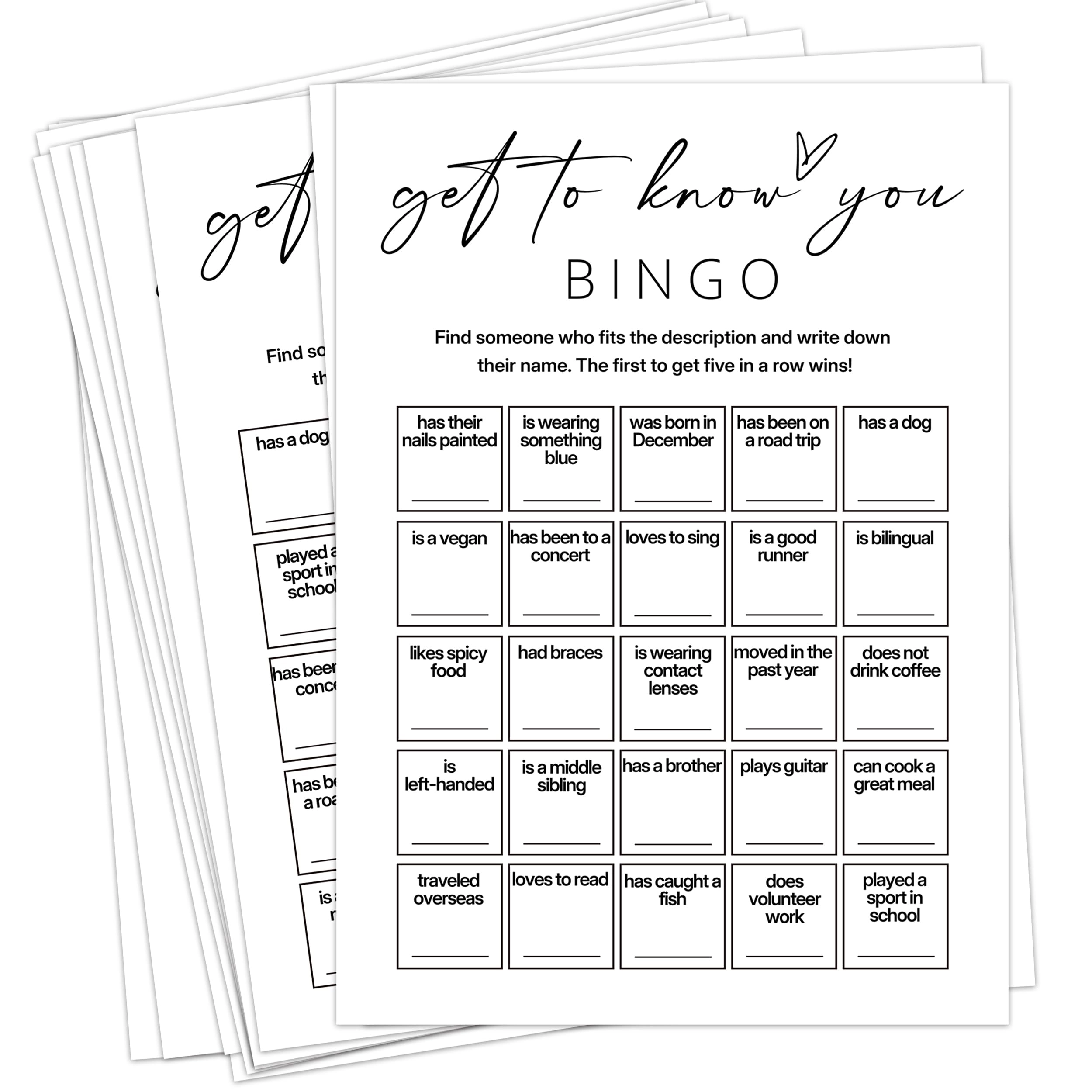 Find Someone Who Bingo Cards - 16 years and up 25