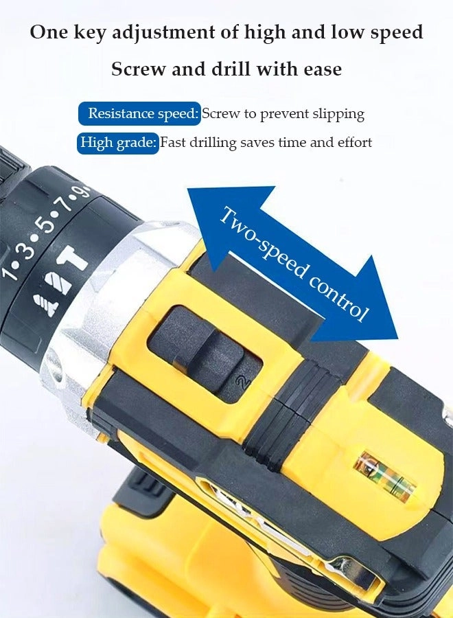 Cordless Drill Set - Impact Drill Set 1 Lithium-Ion Batteries yellow