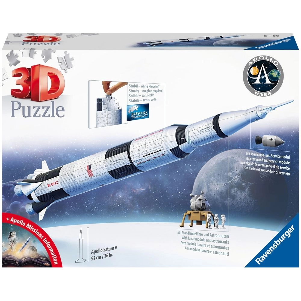 RAVENSBURGER PUZZLES Apollo-Saturn-V-Rocket 3D Puzzle (11545-7) - 440 pcs