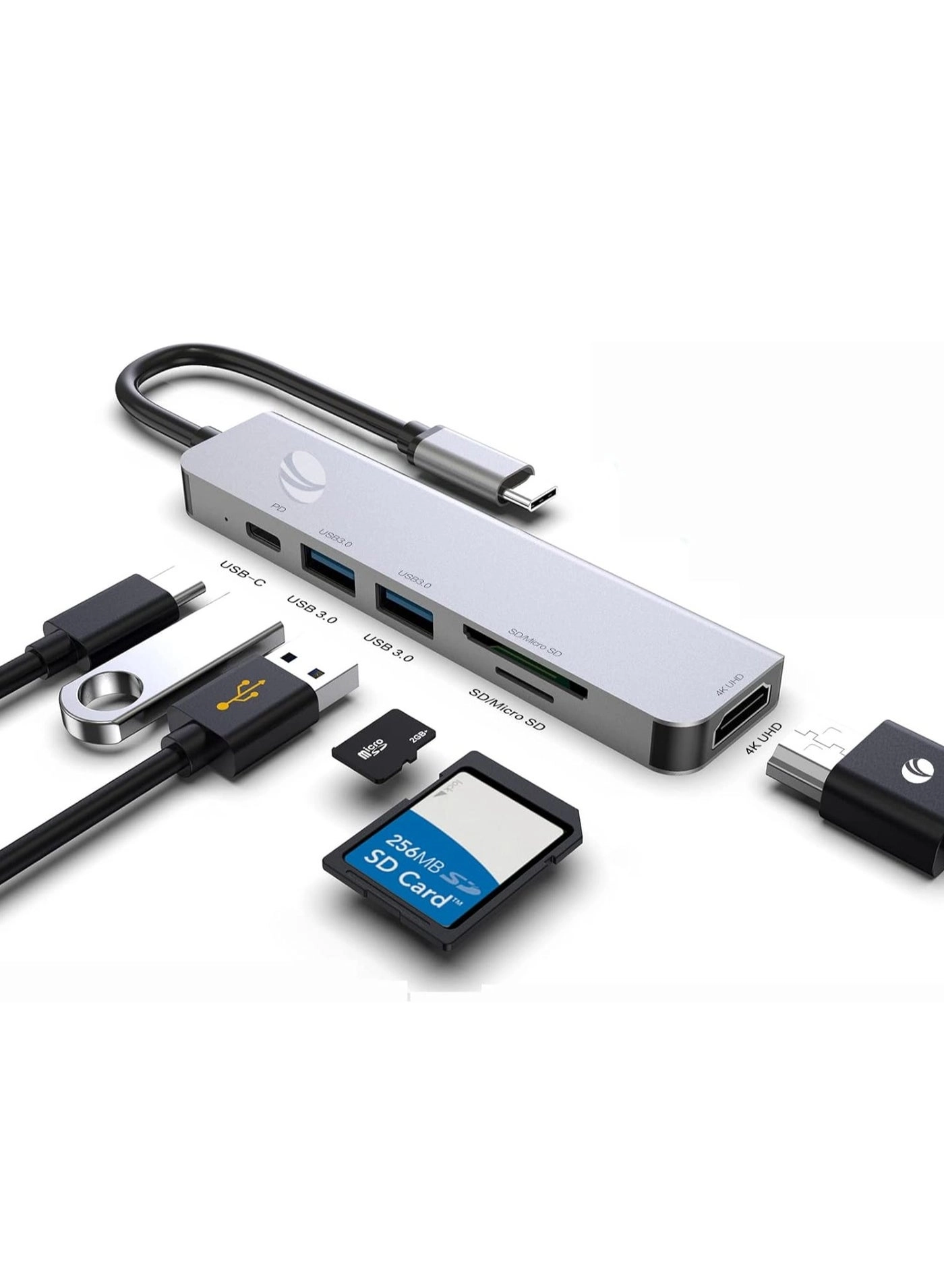 USB C Hub Docking Station - 6-in-1 4K@60Hz 60W Power Delivery