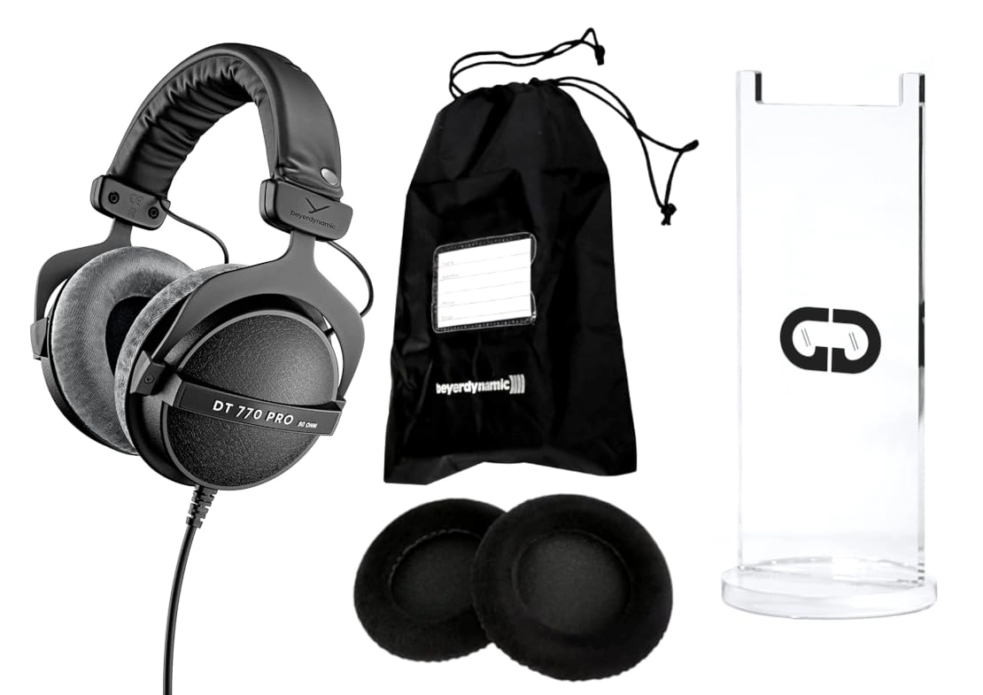 DT 770 PRO Wired Headphone + Drawstring Storage Bag + Headphone Extension Cable + 6.35mm(1/4\") Stereo Jack Plug + Straight Stereo Cable + Headphone Splitter + Microfiber Cleaning Cloth