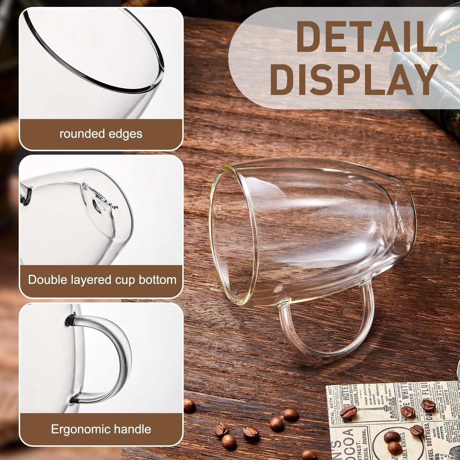 Double Walled Glass Mug - 4 pcs - Borosilicate - 350 ml