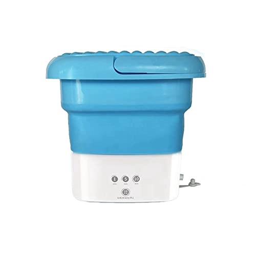 Blue Washing Machine, Mini Folding Washing Machine Combo with Small Collapsible Drain Basket UK Plug