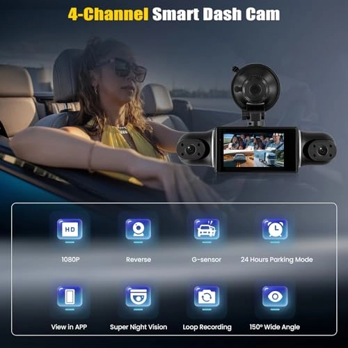 360°4 Channel 2K Dash Cam - 1440p