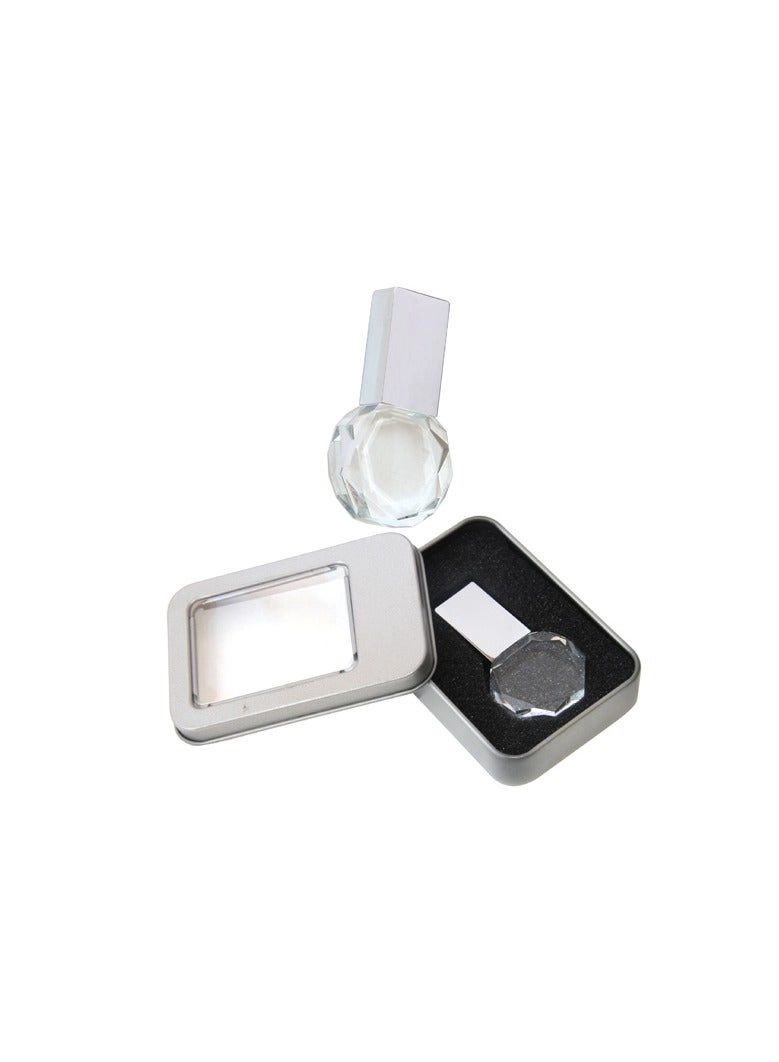 Round Crystal Accent Metal USB Flash Drive