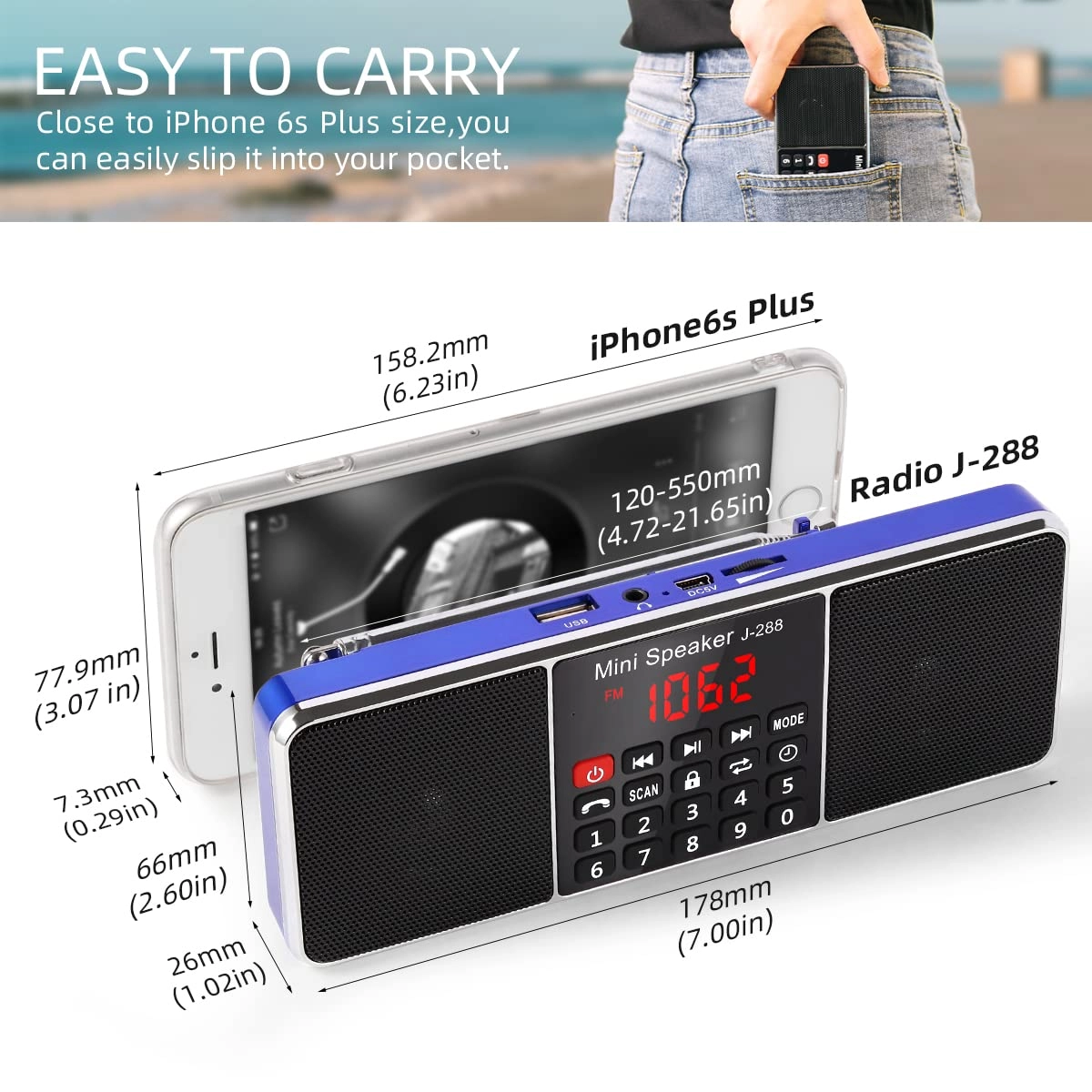J-288 - Portable AM FM Bluetooth