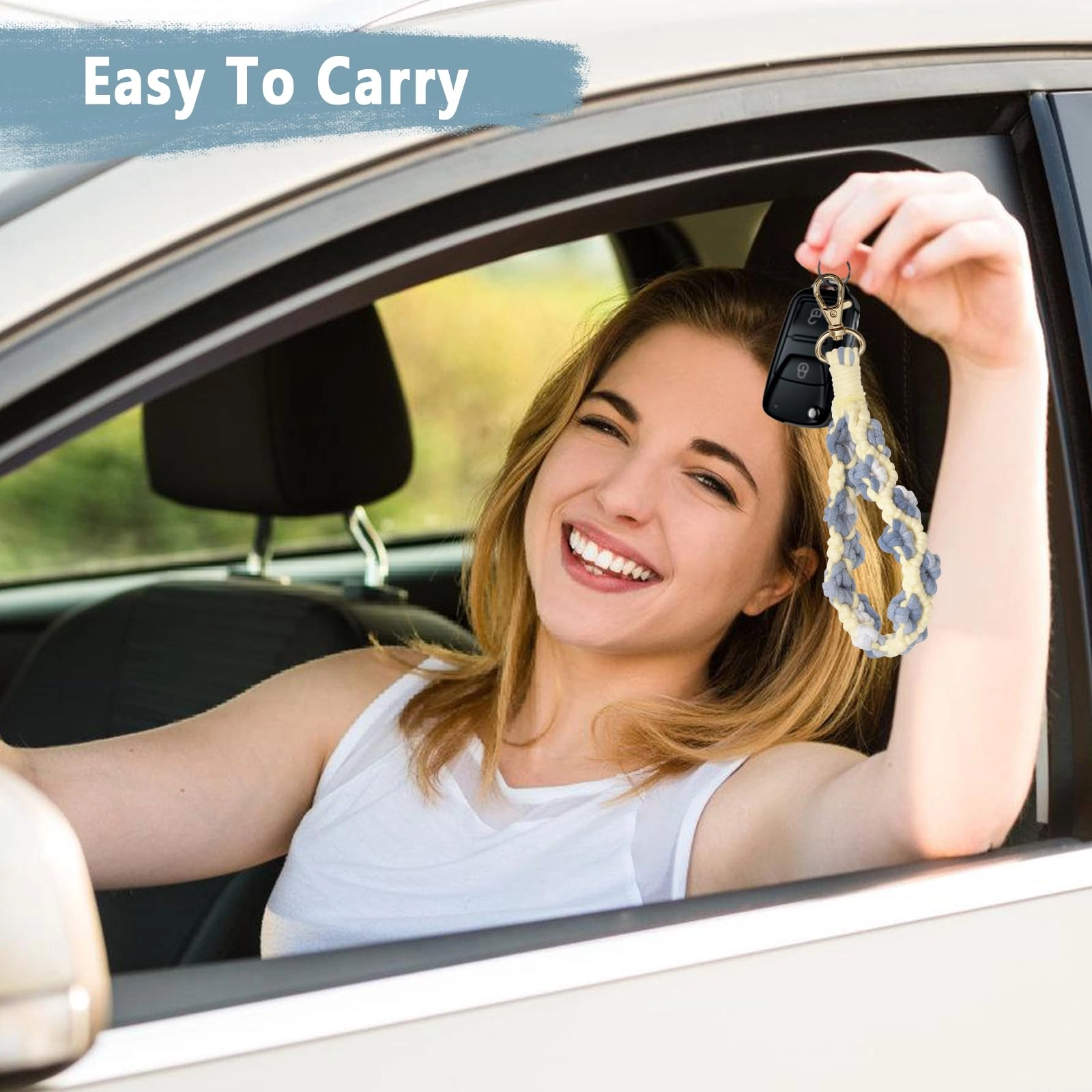 Boho Macrame Keychain - Car