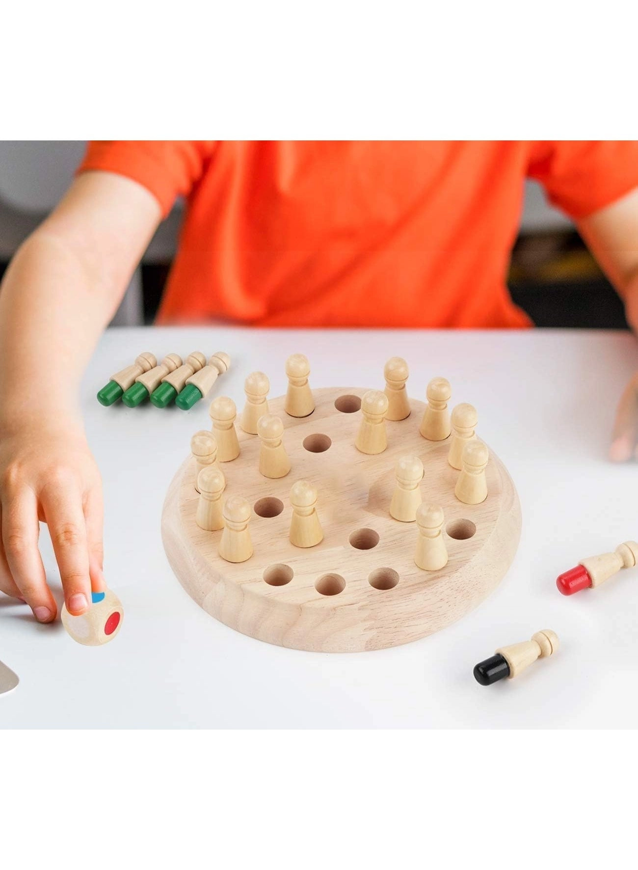 Wooden Memory Matchstick Chess Game - Fun Educational Brain Teaser for Kids