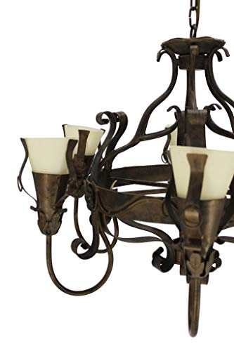 Wagon Wheel Chandelier - 6 Lights Brown