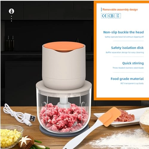 Electric Food Processor - 600ML Type-C Rechargeable