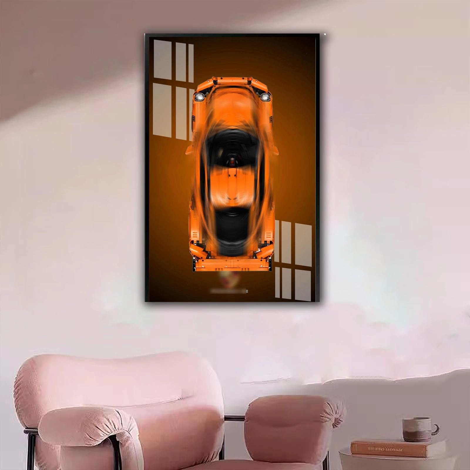 Generisch Display Wall Plate for Technic 42056 - 75 x 45 cm Framed