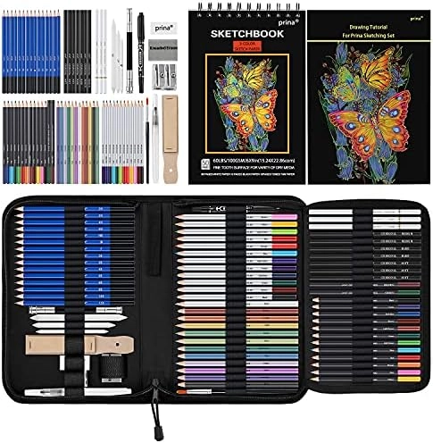 PRINA Drawing Set - 76 Pack 3-Color Sketchbook