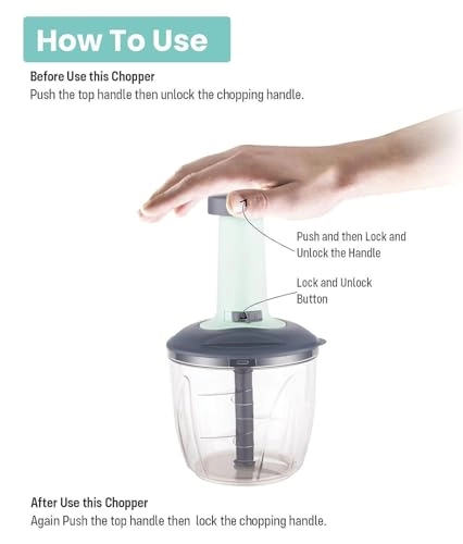 Push Chopper - 1100ml 6 Sharp Stainless Steel Blades