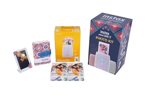 Instax Mini Link 3 - Smartphone Printer + Protective Case + INSTAX MINI Instant Film - 20 Sheets + Hanging Photo Frames + Microfiber Cleaning Cloth