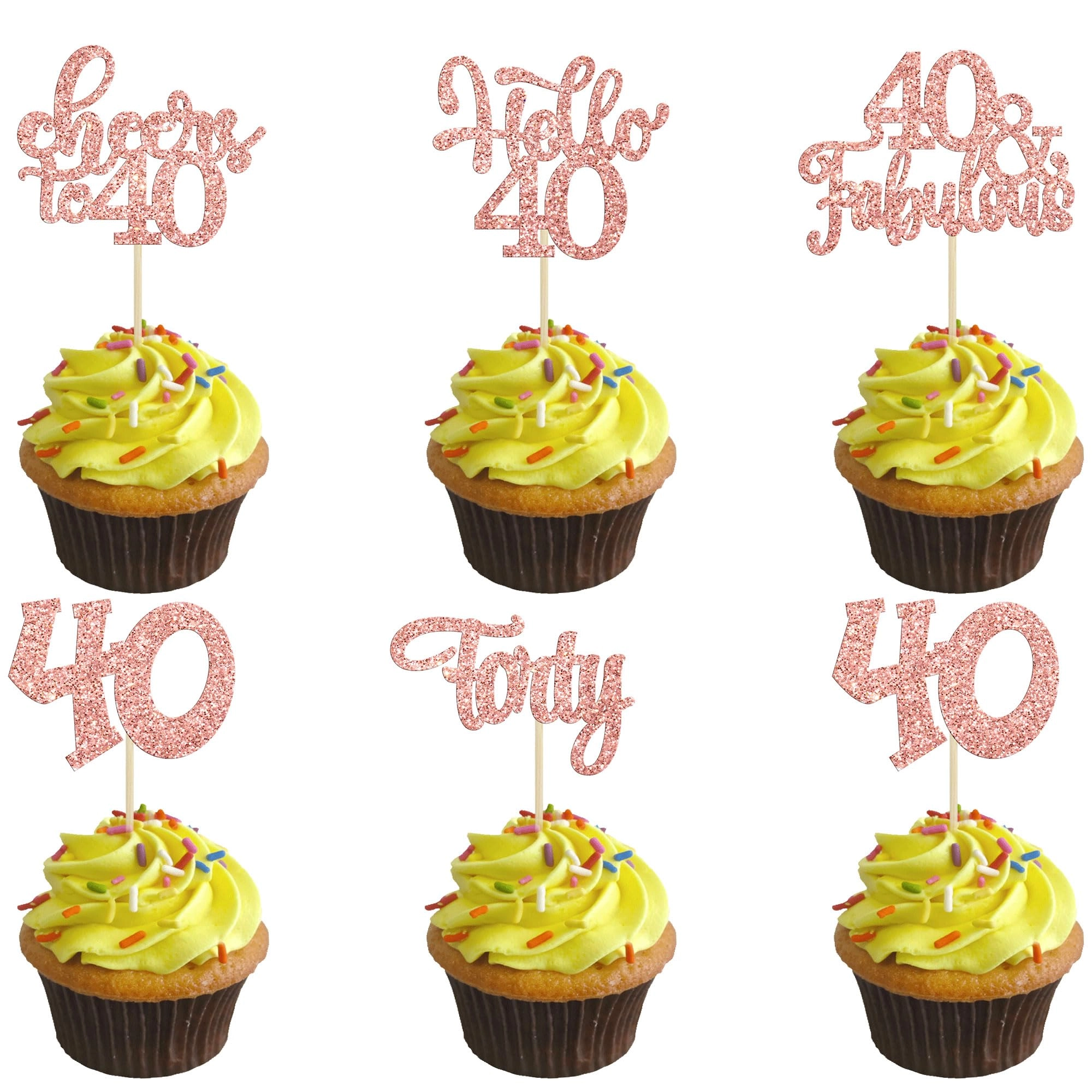 Happy 40th Birthday Cupcake Toppers - 30Pcs Birthday