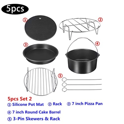 Air Fryer Oven Accessories Set - Carbon steel,stainless steel,silica gel 5pcs