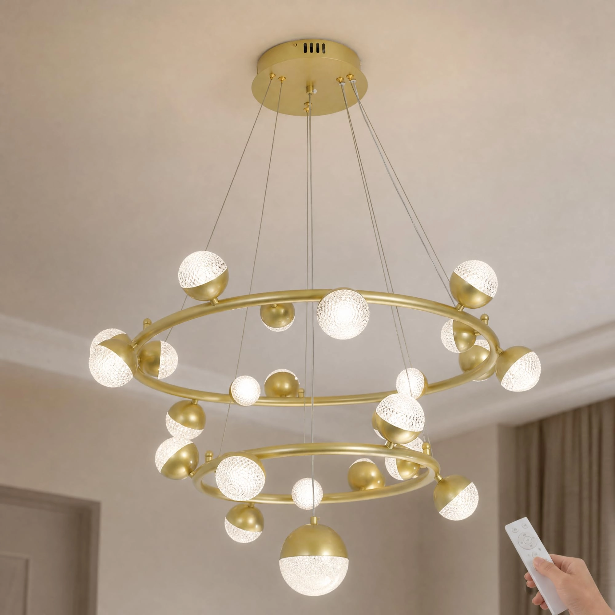 YATAI LIGHTING Double Ring LED Chandelier - 3000K 4500K 6000K