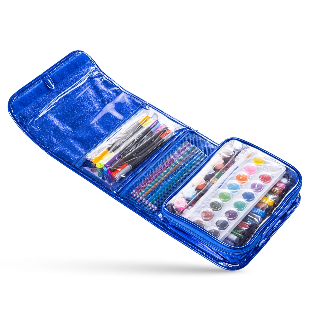 Art Supplies Carrying Case - 82 Pcs colored pencils crayons watercolors markers