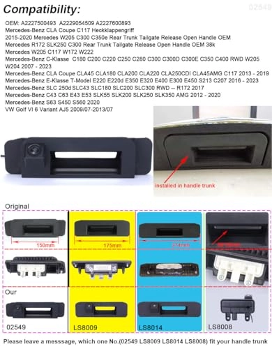 Boot Handle Tailgate Rear View Camera - Night vision 520 TV lines