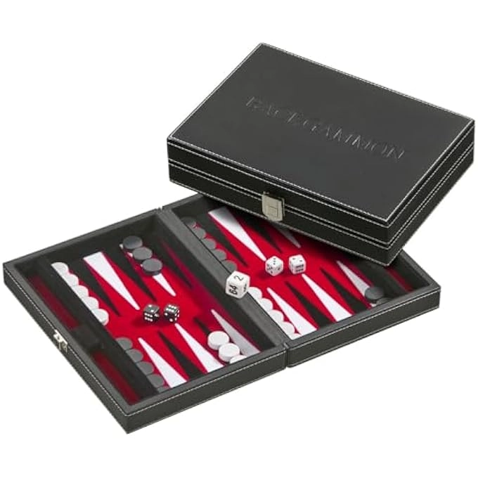 rayihni BACKGAMMON TINOS - ROT KUNSTLEDER MAGNETISCH