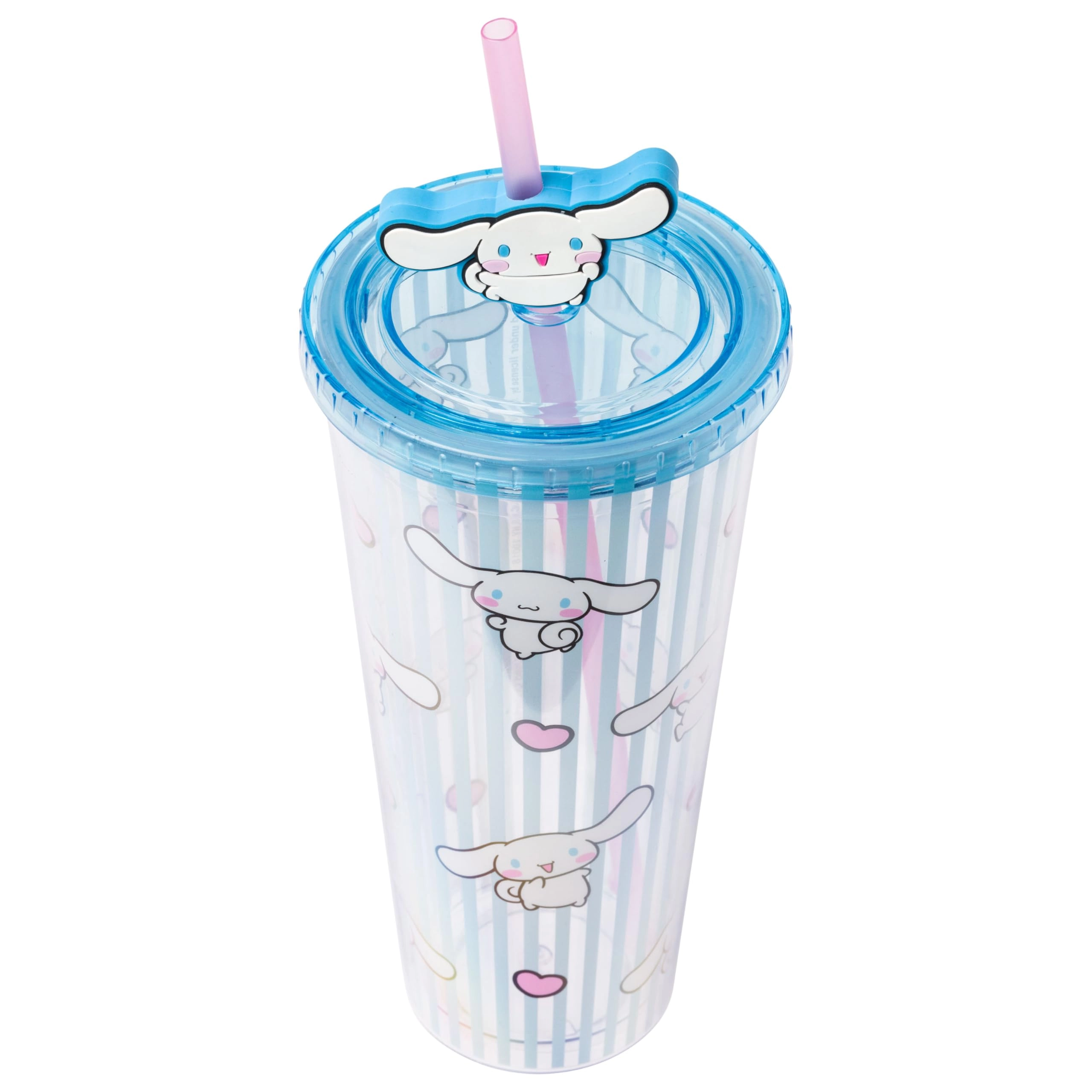 Cinnamoroll Reusable Cup - 1 pcs Striped Lid and Topper Straw
