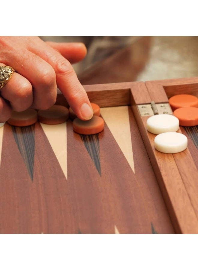 Wood Inlay Backgammon Game Set - Brown Acrylic