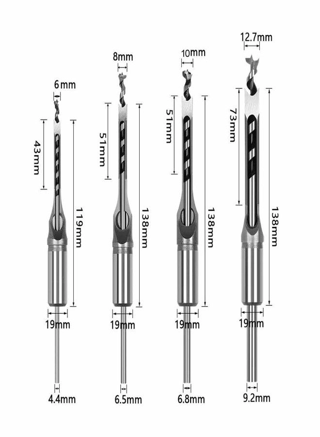 Square Hole Drill & Mortising Chisel Set