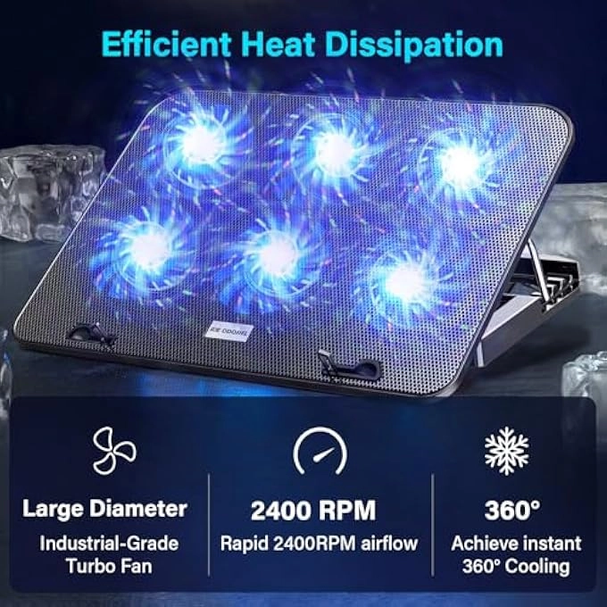 LAPTOP COOLING PAD - 12-17 INCH 6 QUIET FANS