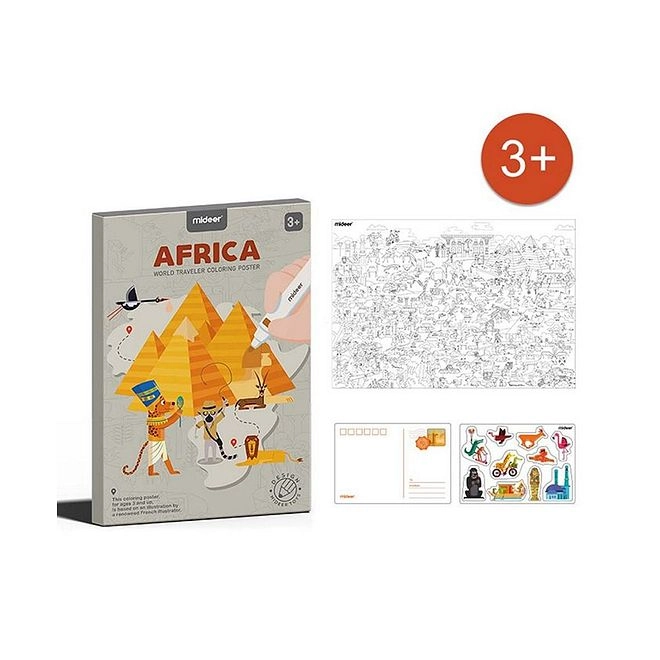 Traveller Africa Coloring Poster - Educational Geography for Kids 3+