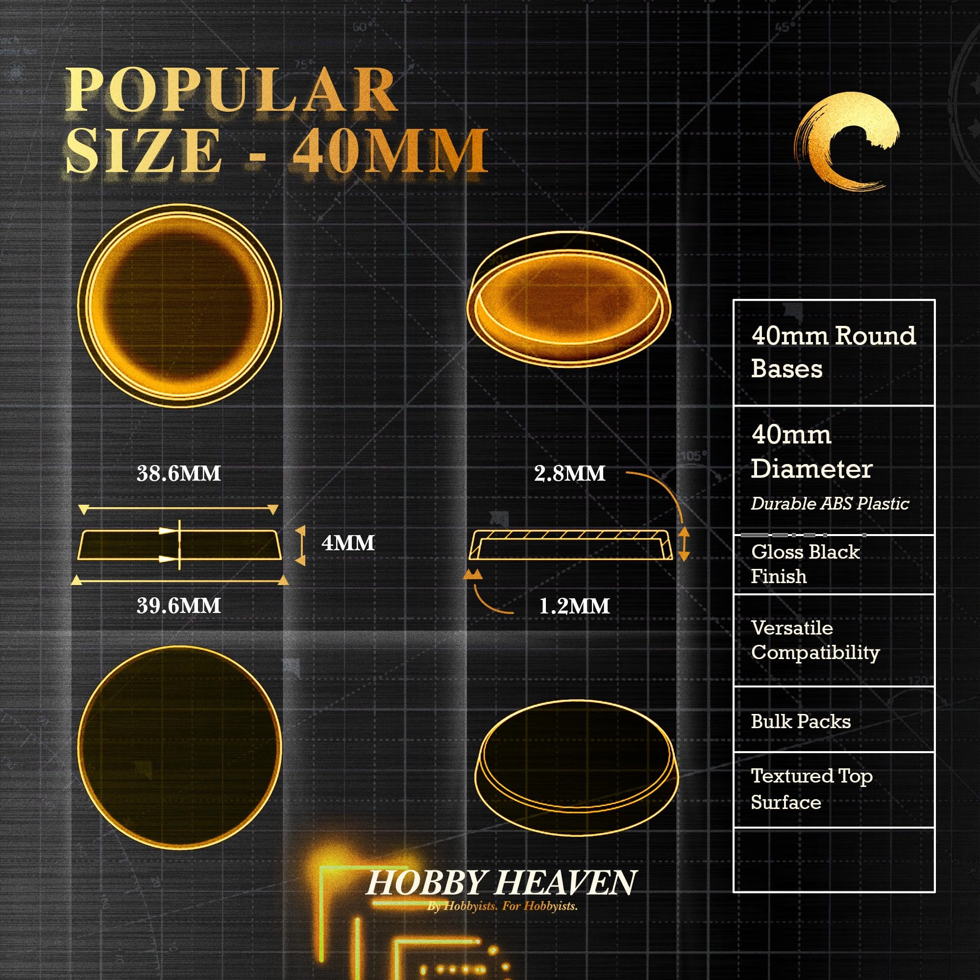 Round Plastic Bases - 100 pcs