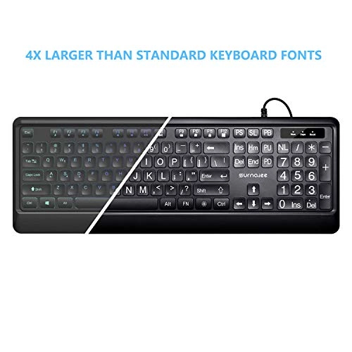 Large Font Print USB LED Backlit Keyboard - QWERTY Wired