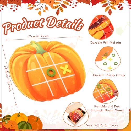 Pumpkin Maple Tic Tac Toe - 24 Fall Party Favors Pack